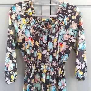 American Rag | Off Shoulder or Scoop Neck Peasant Dress Semi Sheer Floral | S